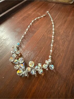 Crystal Statement Necklace - Clear Aurora Borealis